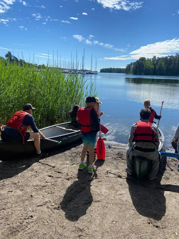 Launching the canoes