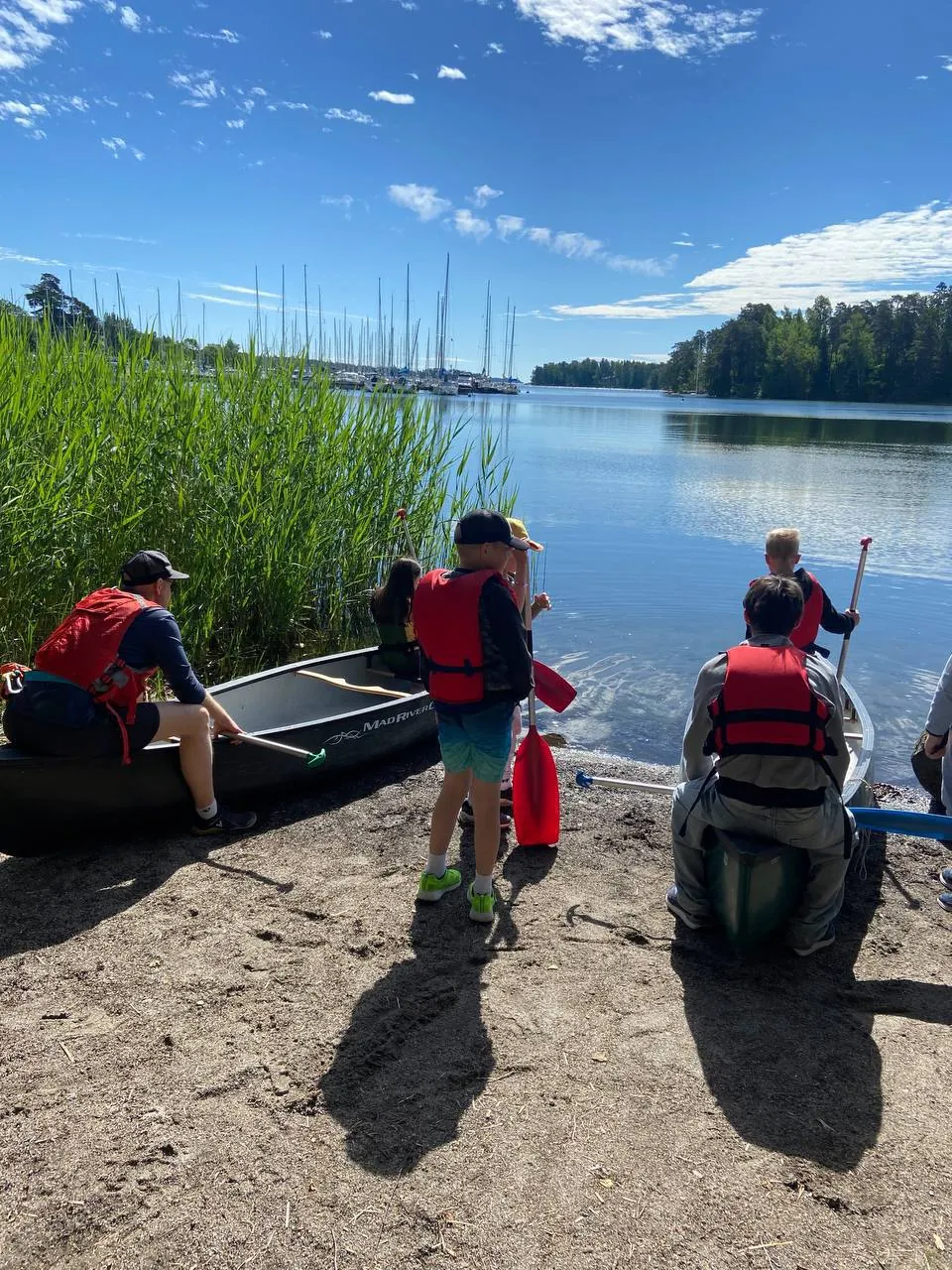 Launching the canoes