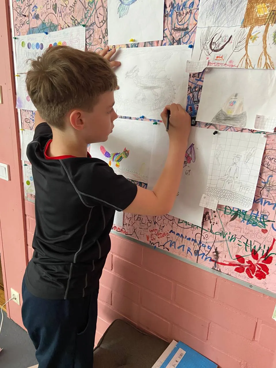 Drawing on the shared wall